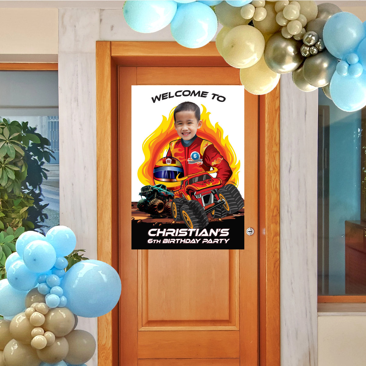 Custom Monster Jam Toro Loco Welcome sign With Birthday Kid as the Driver. 2490WS2