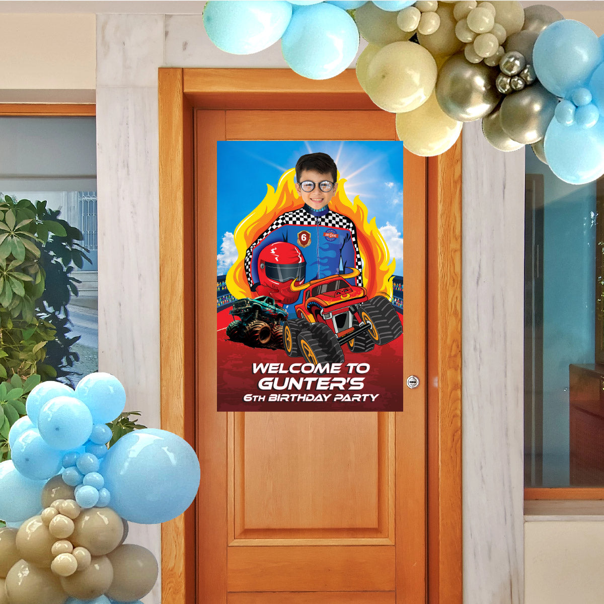 Monster Truck Toro Loco Welcome sign With Birthday Kid as the Star. 2490WS