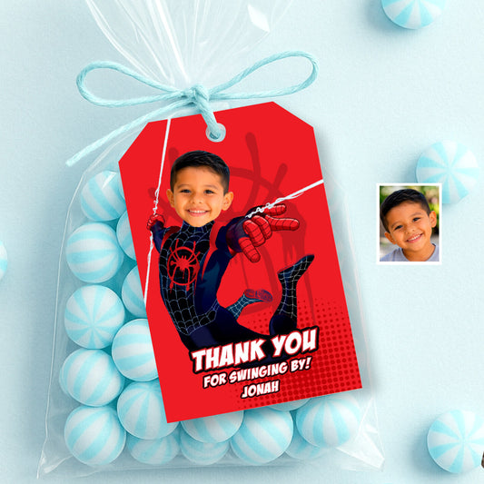 Spiderverse Miles Morales Thank You and Goodies Tags with Kid as the Star. 2491TY