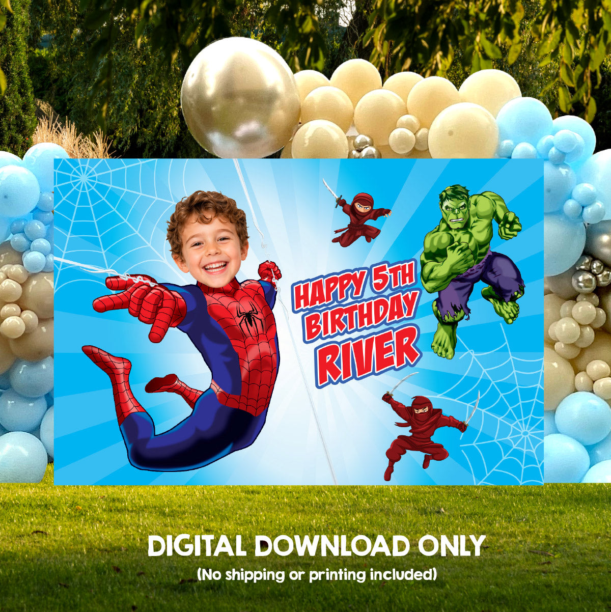 Personalized Spider-Man Brand New Day Birthday Backdrop With Kid as the Star. 2492BB2