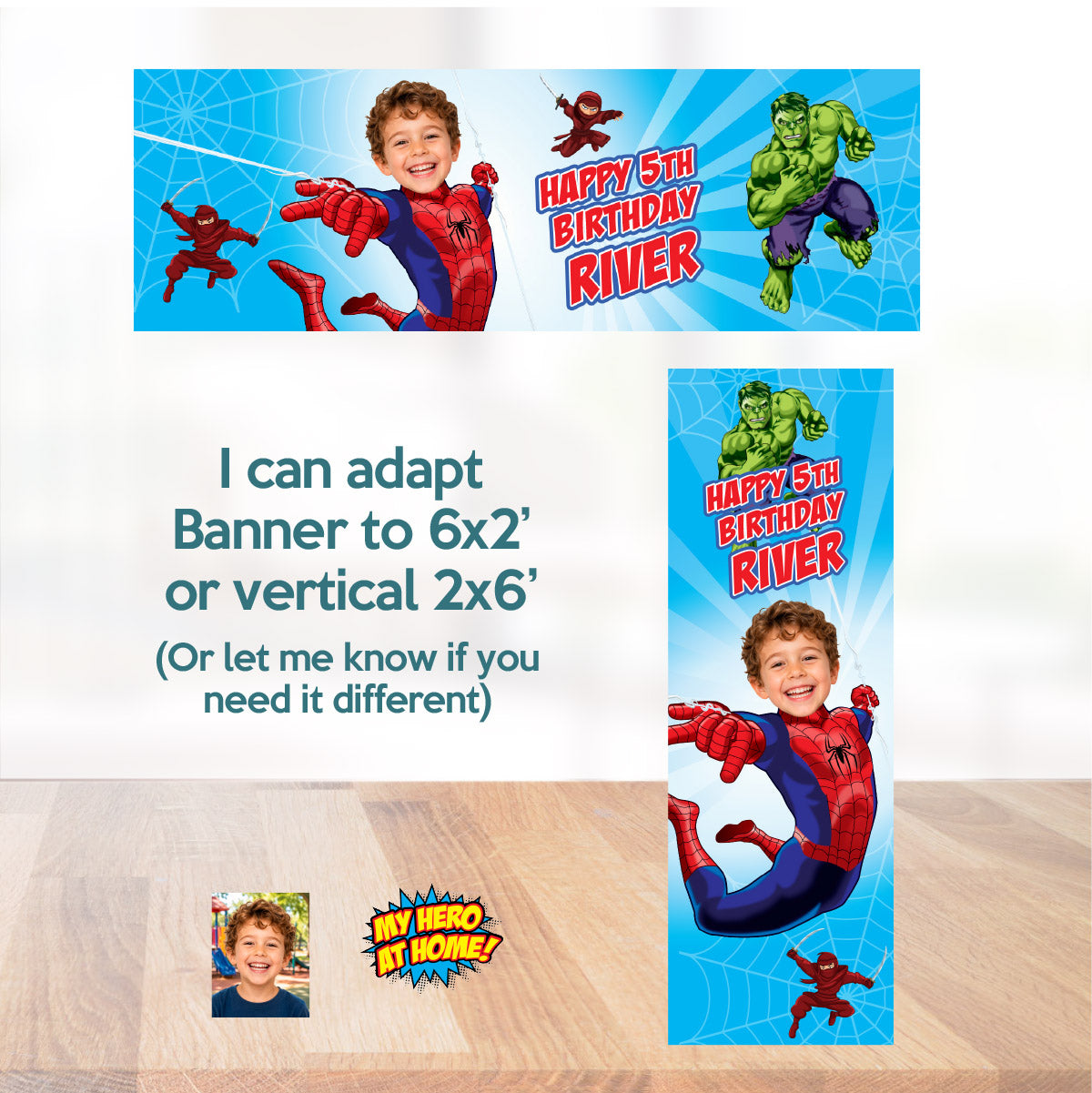 Personalized Spider-Man Brand New Day Birthday Backdrop With Kid as the Star. 2492BB2