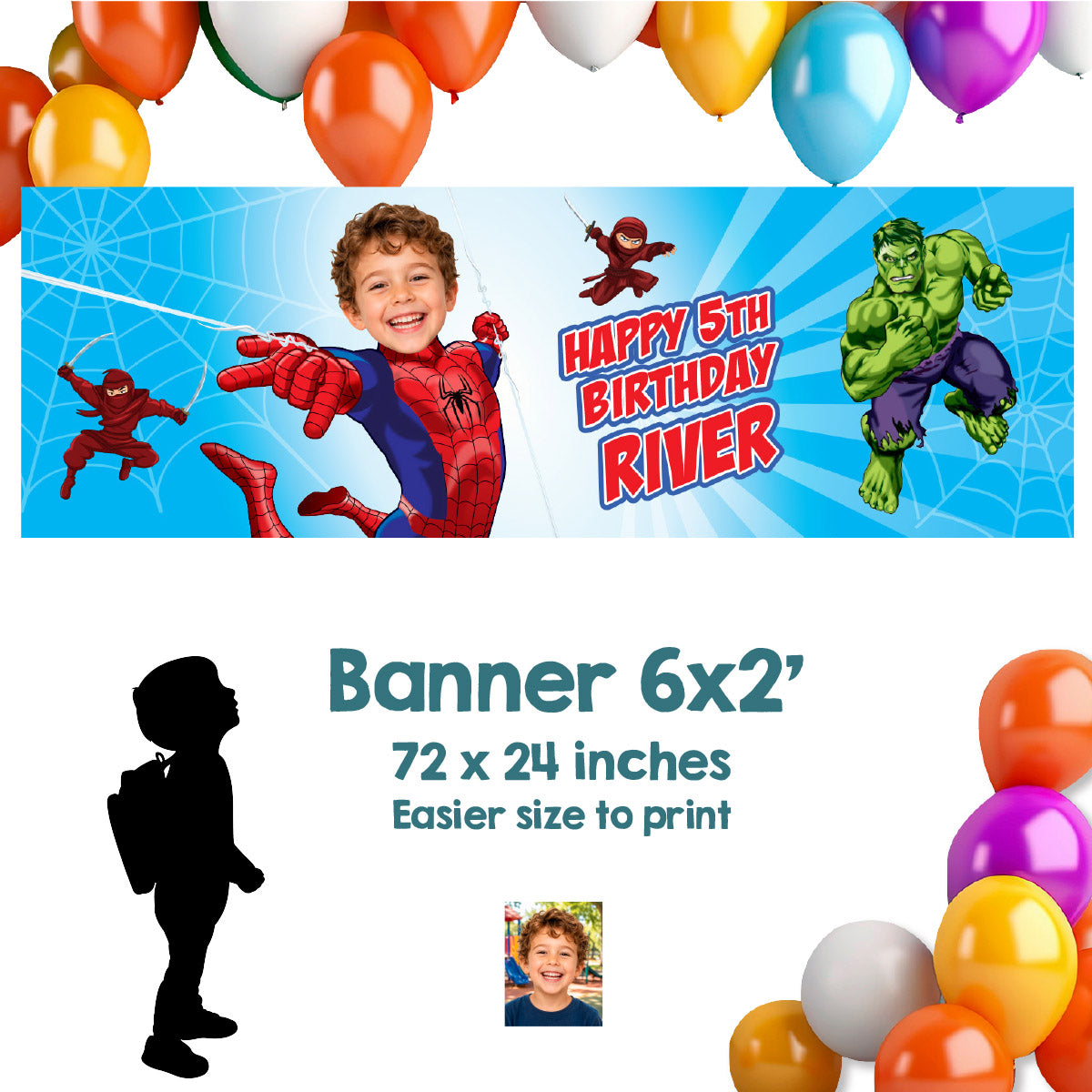 Spider-Man Brand New Day Birthday Horizontal Banner with Child as the Star. 2492BBH2