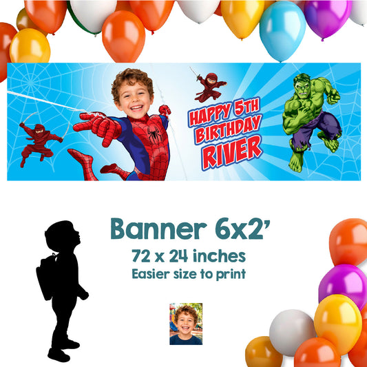 Spider-Man Brand New Day Birthday Horizontal Banner with Child as the Star. 2492BBH2