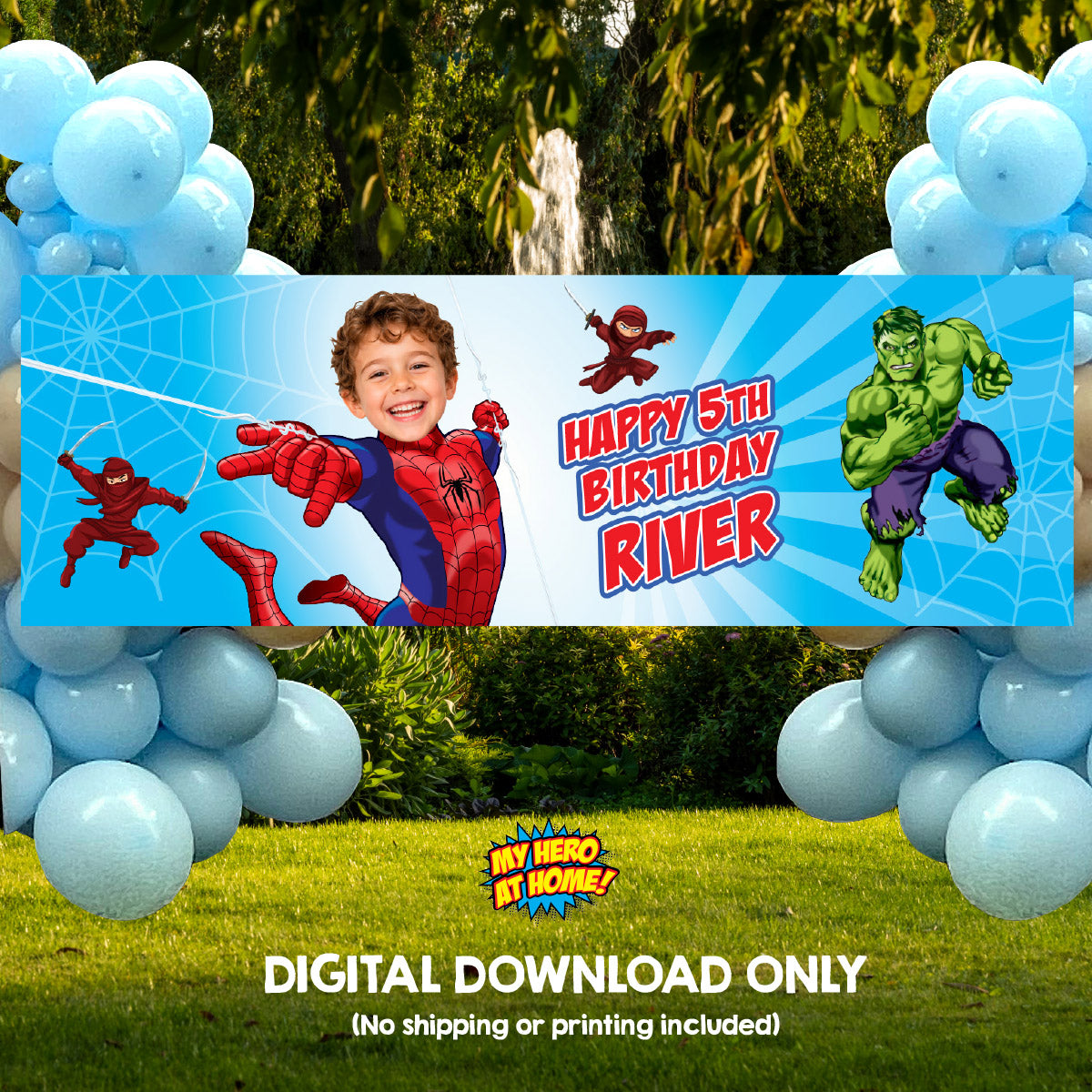 Spider-Man Brand New Day Birthday Horizontal Banner with Child as the Star. 2492BBH2