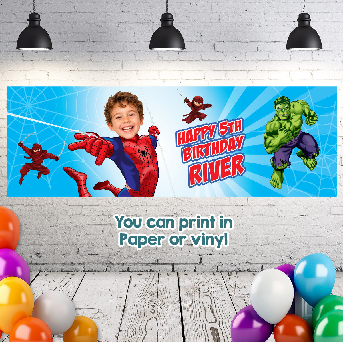 Spider-Man Brand New Day Birthday Horizontal Banner with Child as the Star. 2492BBH2