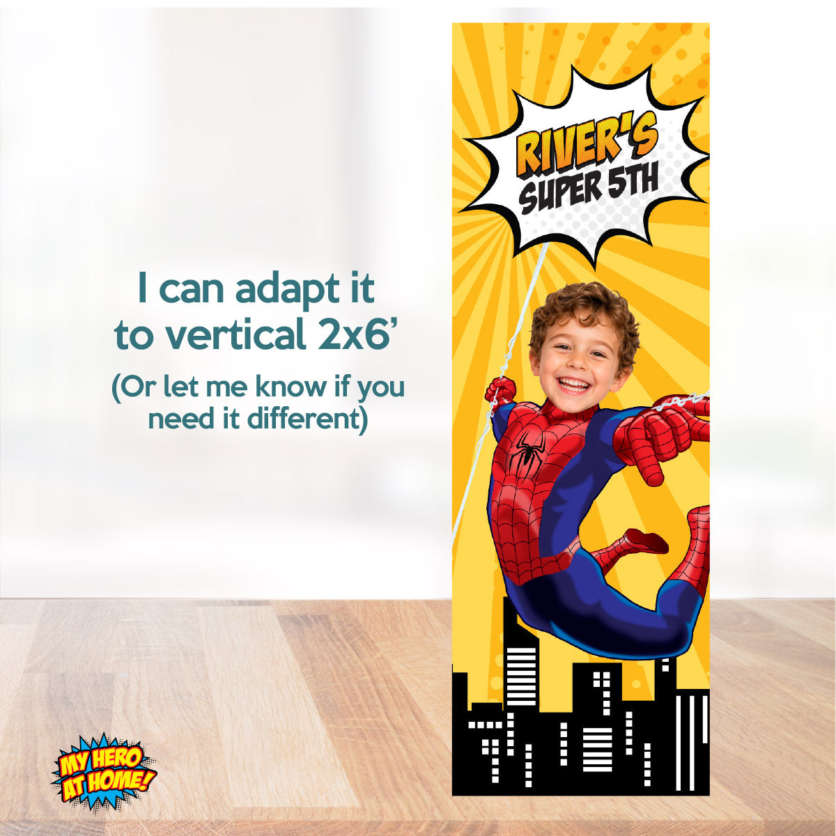 Spider-Man Comic Style Party Horizontal Banner with Child as the Star. 2492BBH3
