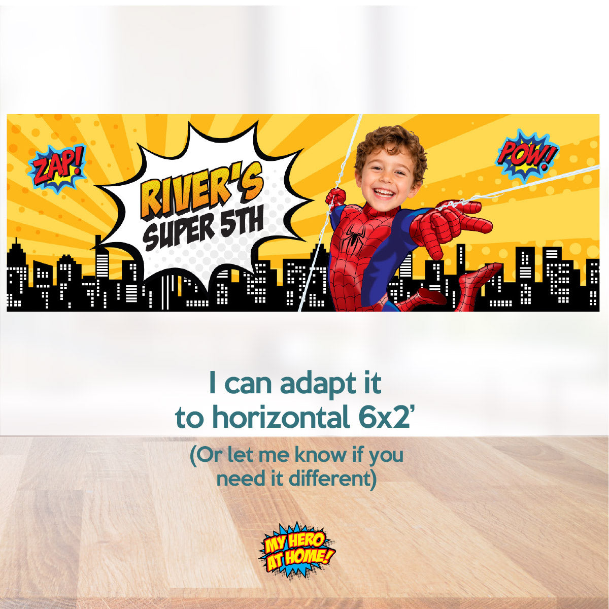 Spider-Man Marvel Comic Style Vertical Banner with Birthday Child as Spidey. 2492BBV3
