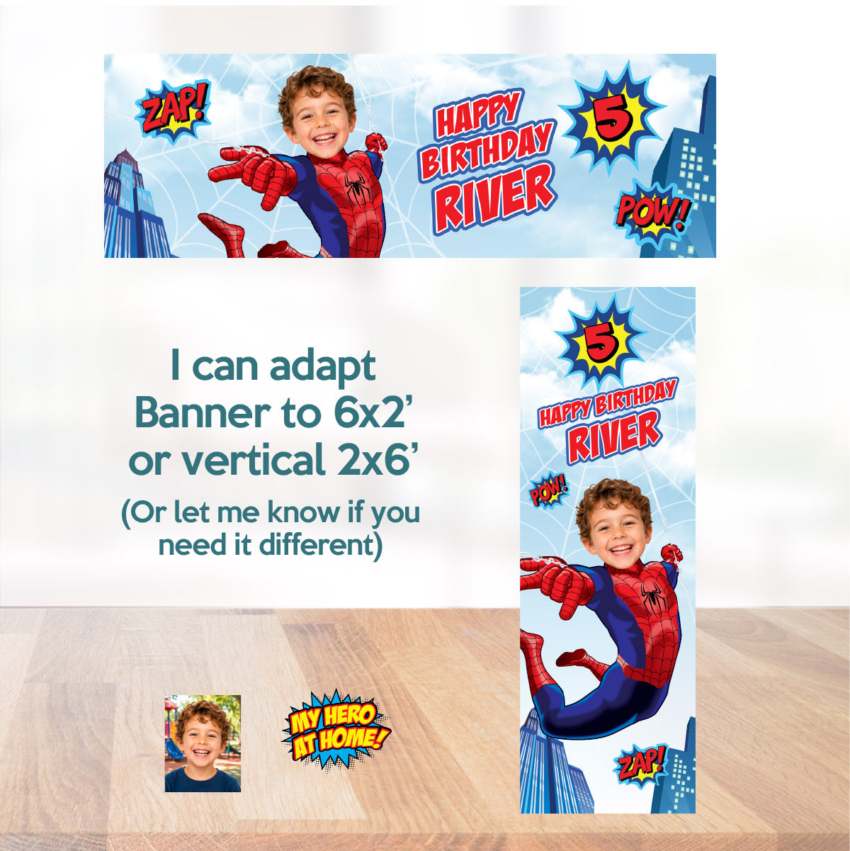 Spiderman Banner With Birthday Kid as the Star, Custom Spiderman Party Backdrop. 2492BB