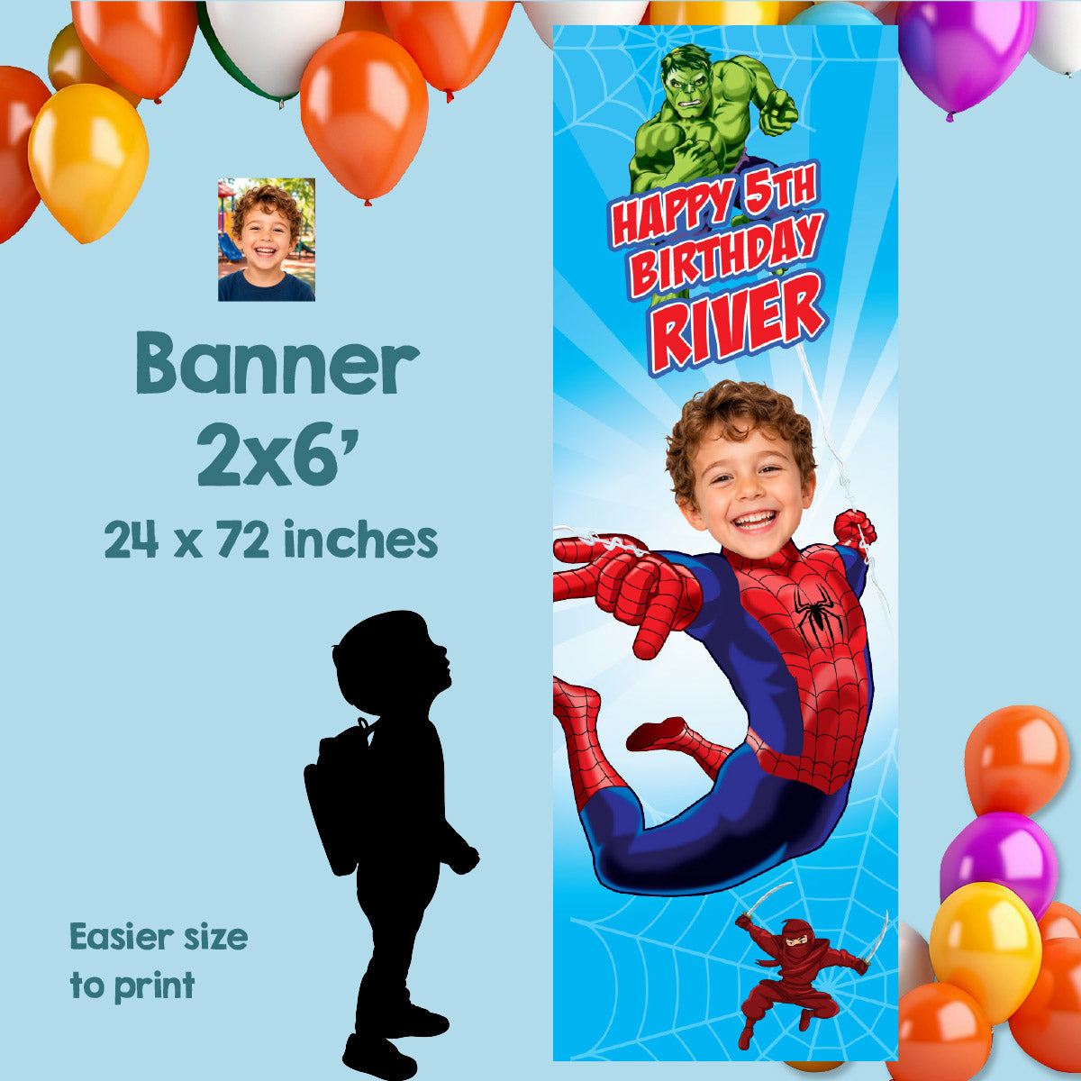 Spider-Man Brand New Day Vertical Banner with Birthday Child as Spidey. 2492BBV2
