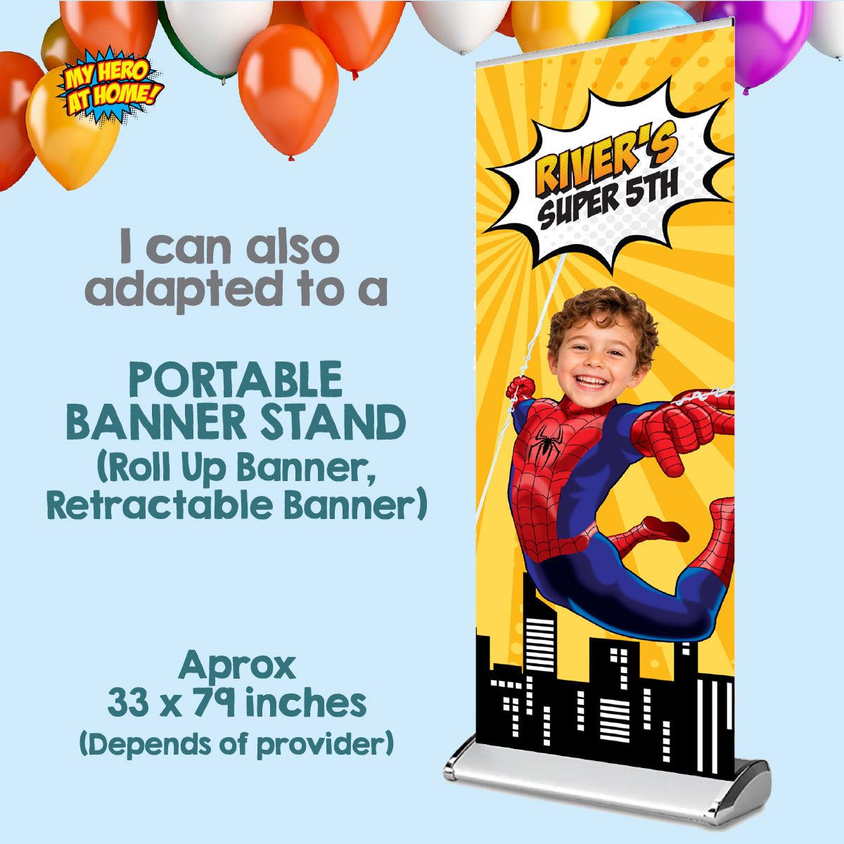 Spider-Man Marvel Comic Style Vertical Banner with Birthday Child as Spidey. 2492BBV3