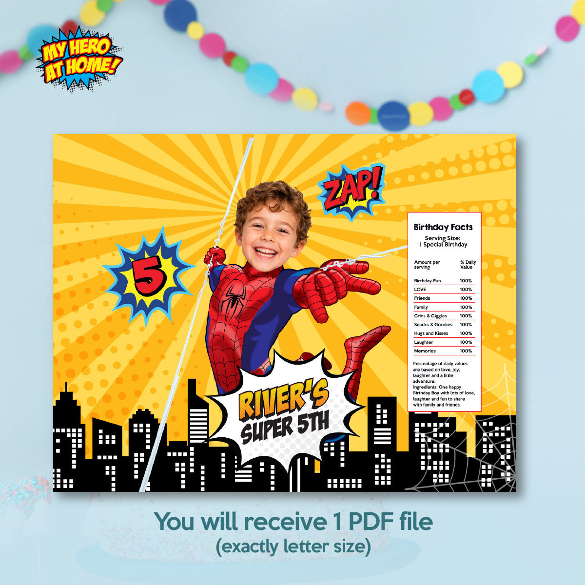 Personalized Spider-Man Comic Style Chip Bag Featuring Birthday Kid as the Star. 2492CB3