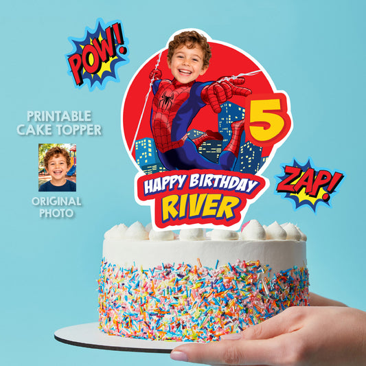 Spider-Man Birthday Cake Topper Personalized with Your Child's Photo. 2492CT2