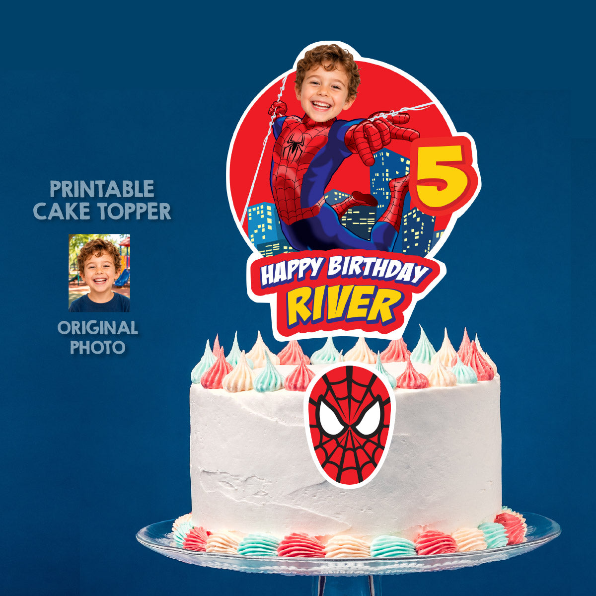 Spider-Man Birthday Cake Topper Personalized with Your Child's Photo. 2492CT2