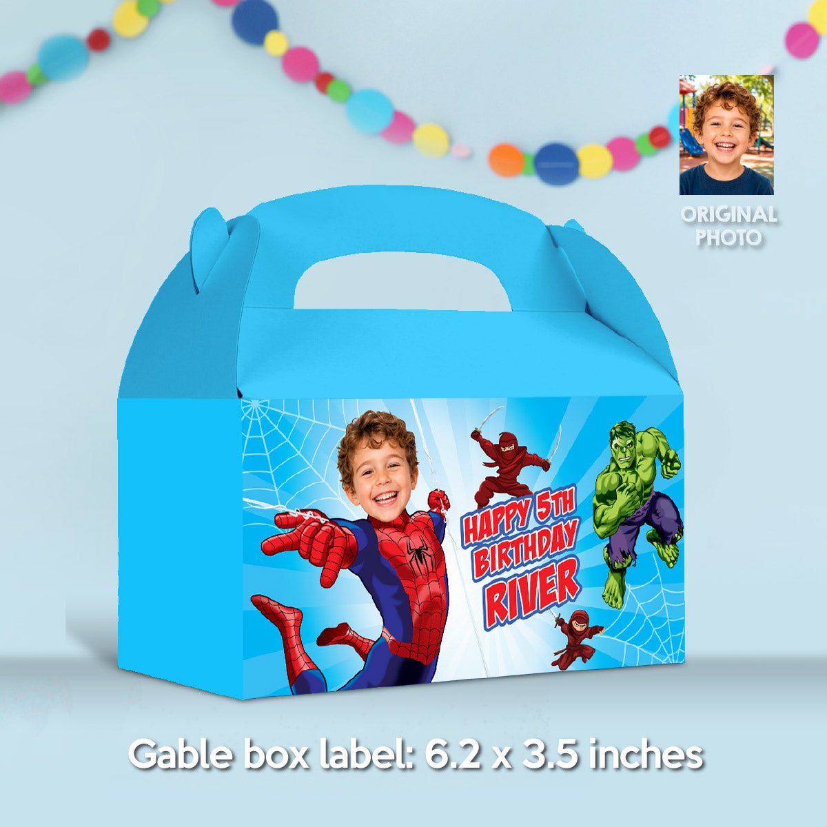 Turn Your Child into Spider-Man | Personalized Printable Party Favor Box. 2492GB2