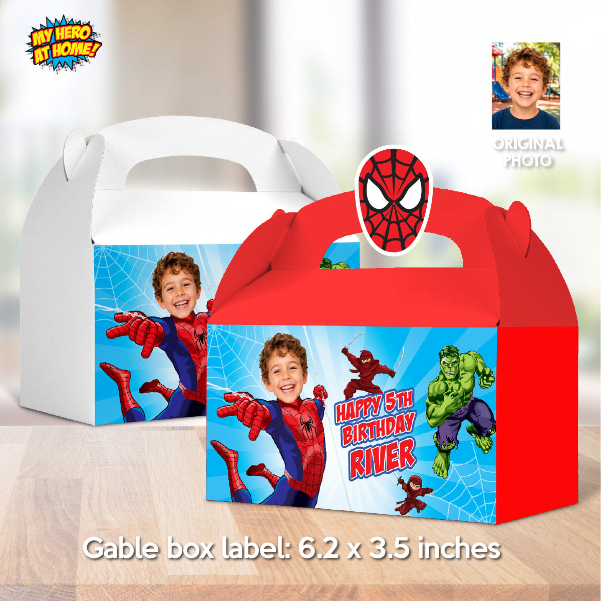 Turn Your Child into Spider-Man | Personalized Printable Party Favor Box. 2492GB2