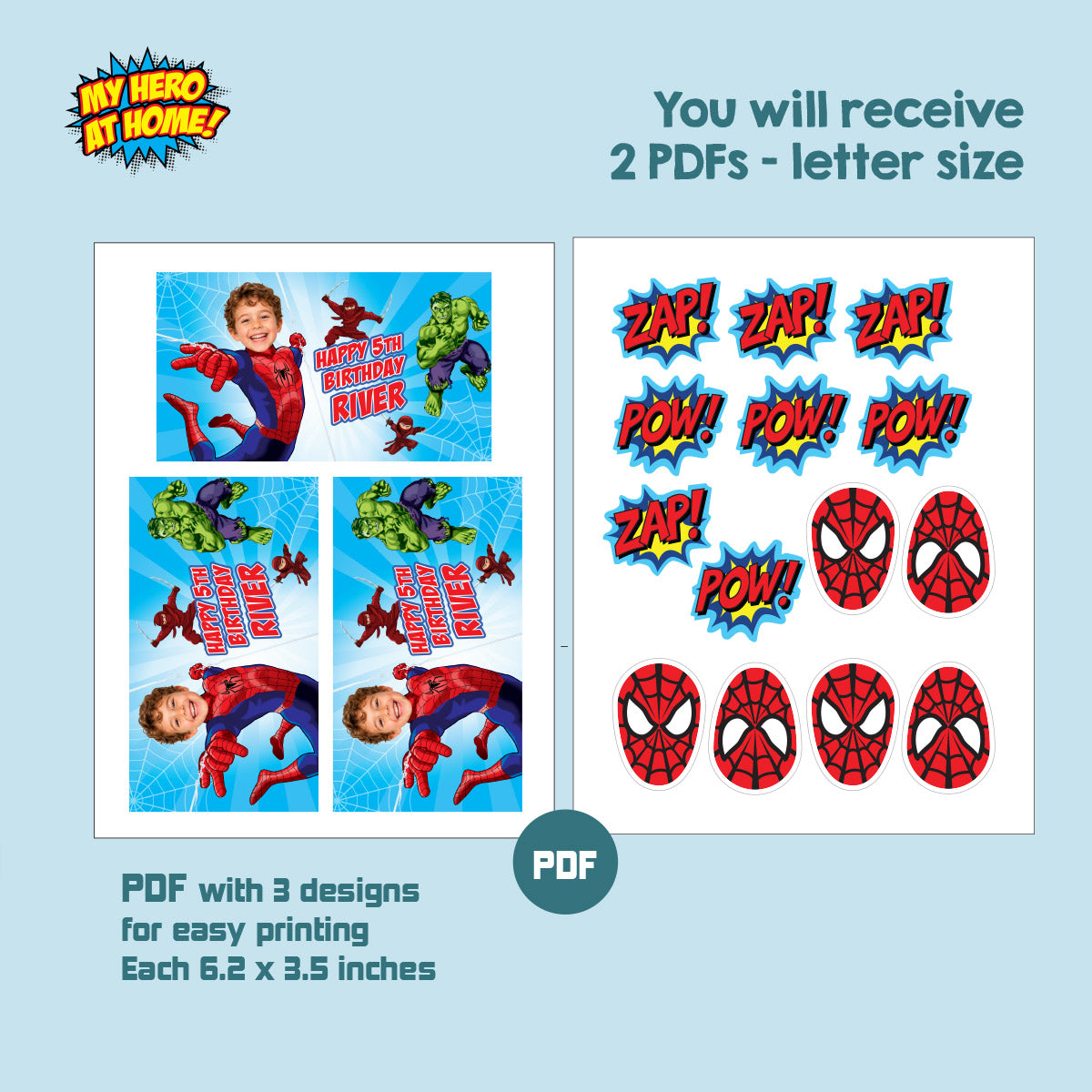 Turn Your Child into Spider-Man | Personalized Printable Party Favor Box. 2492GB2