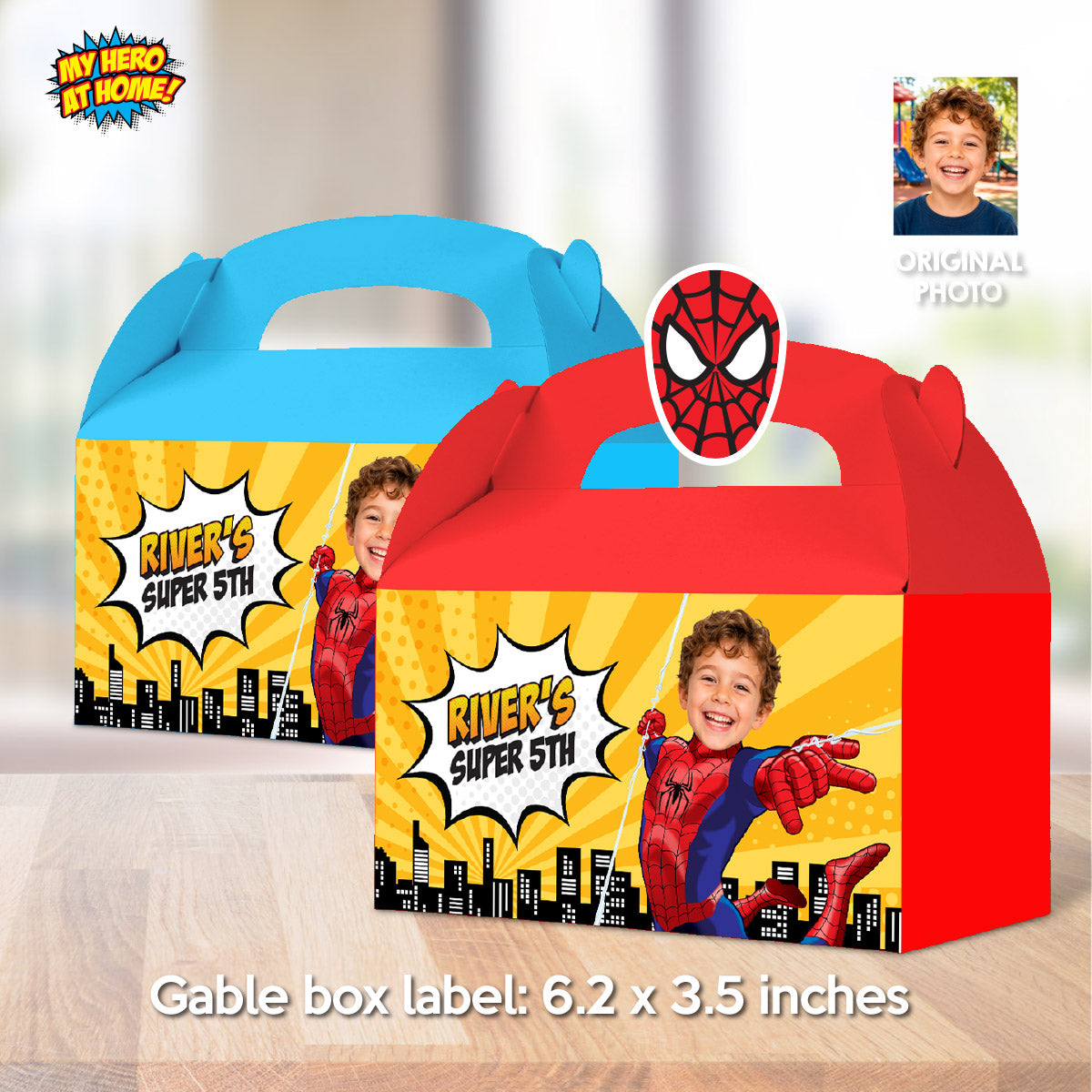 Personalized Spider-Man Comic Style Gable Box Featuring Birthday Kid as the Star. 2492GB3