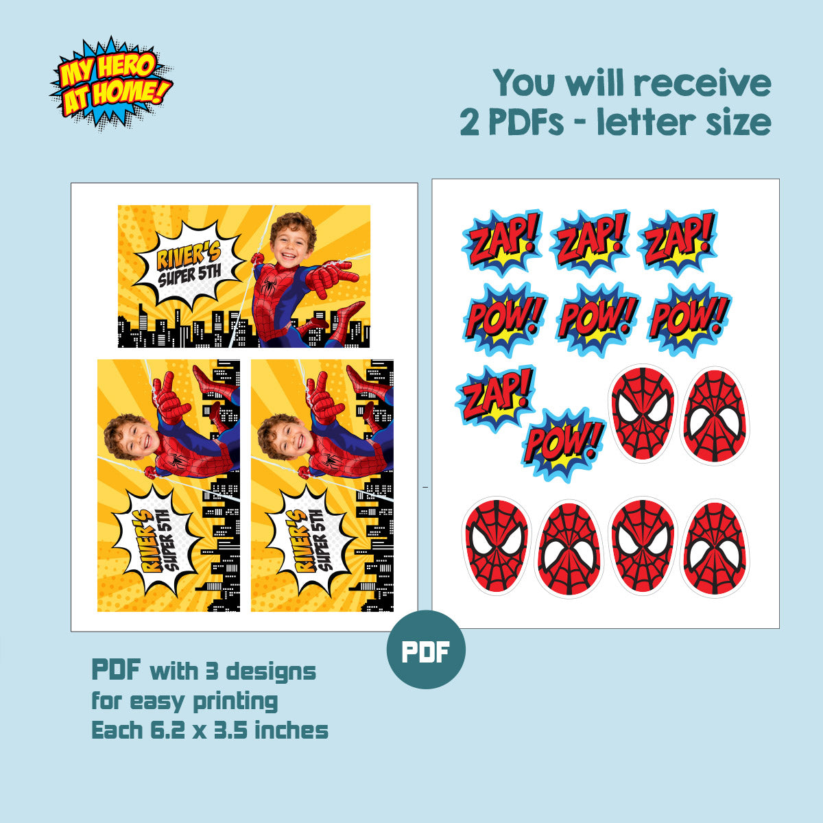 Personalized Spider-Man Comic Style Gable Box Featuring Birthday Kid as the Star. 2492GB3