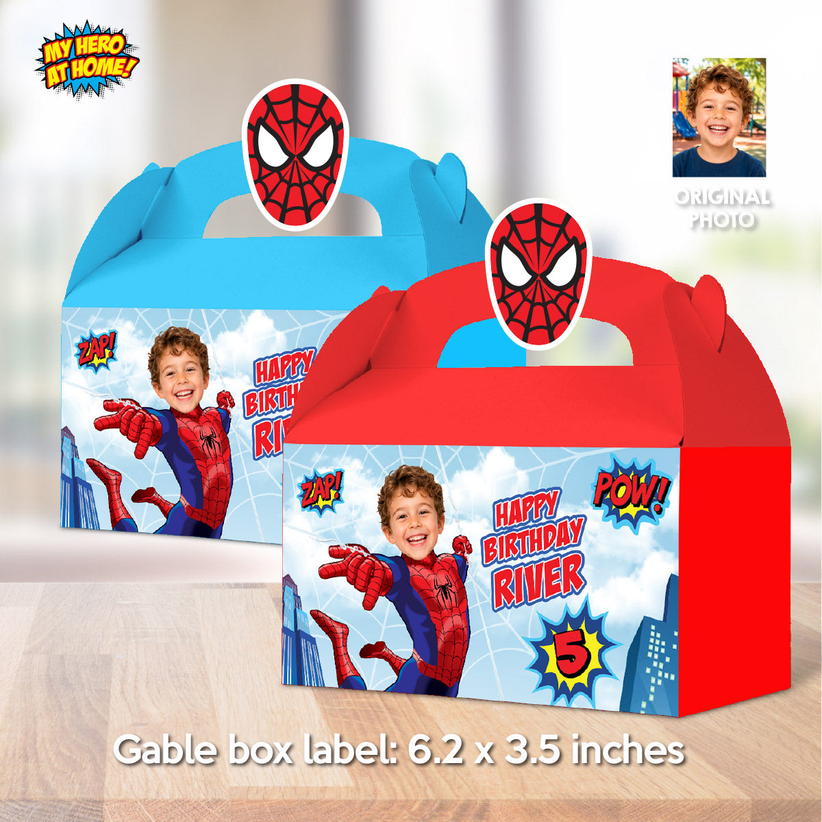 Birthday Kid Becomes Spider-Man for his Personalized Candy Box Party Favors. 2492GB