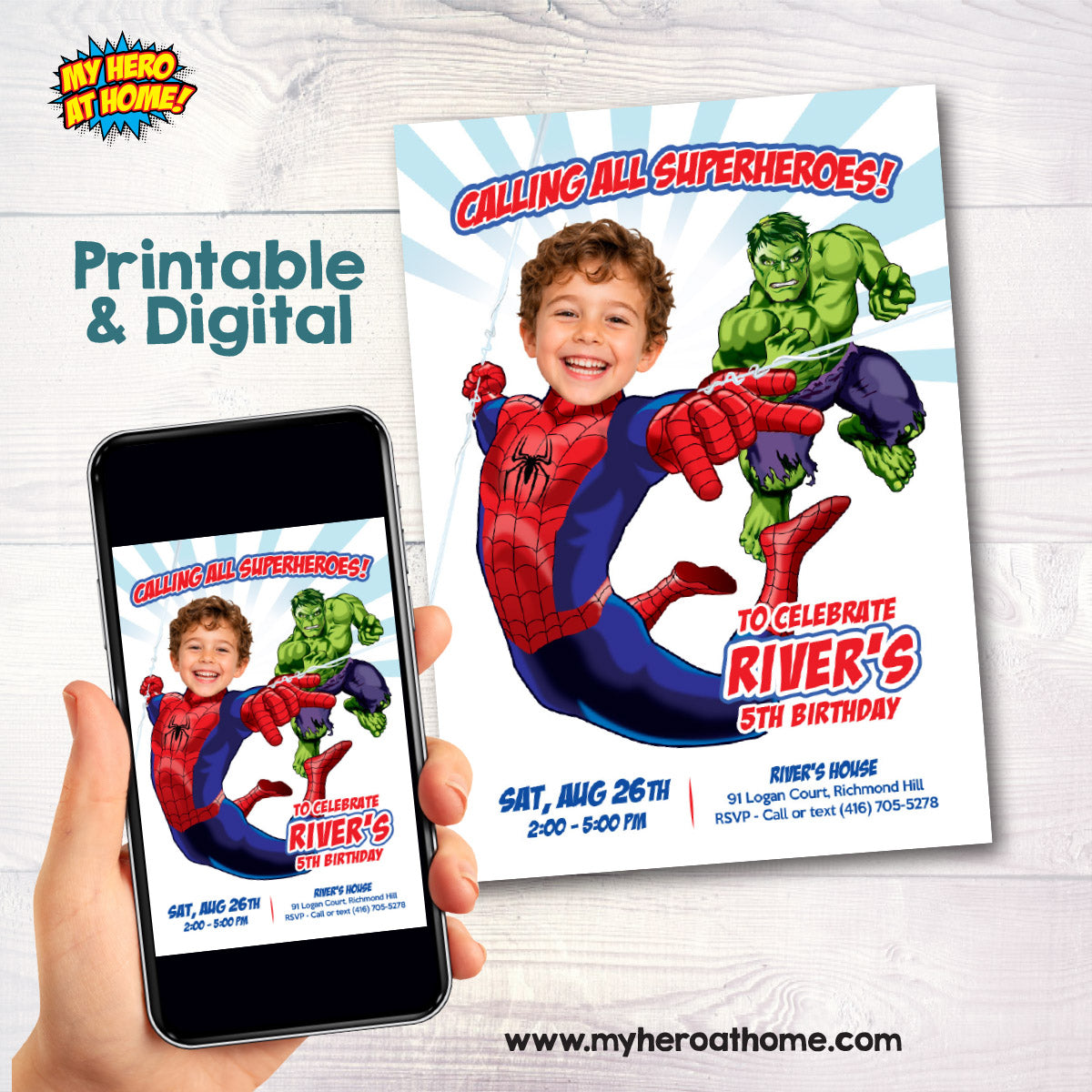 Custom Spiderman New Brand Day Invitation | Personalized Birthday Invite with Your Child. 2492INE