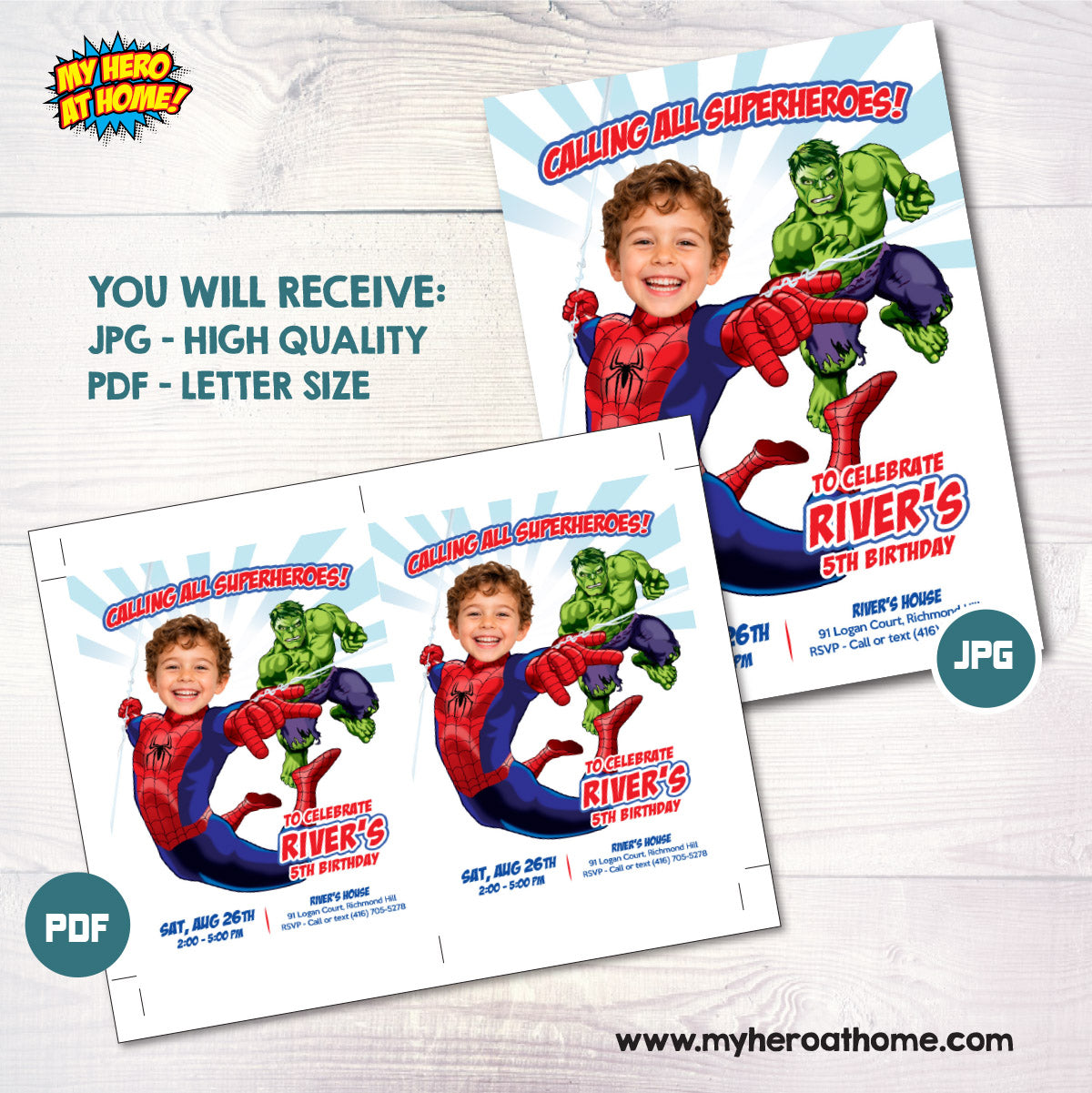 Custom Spiderman New Brand Day Invitation | Personalized Birthday Invite with Your Child. 2492INE