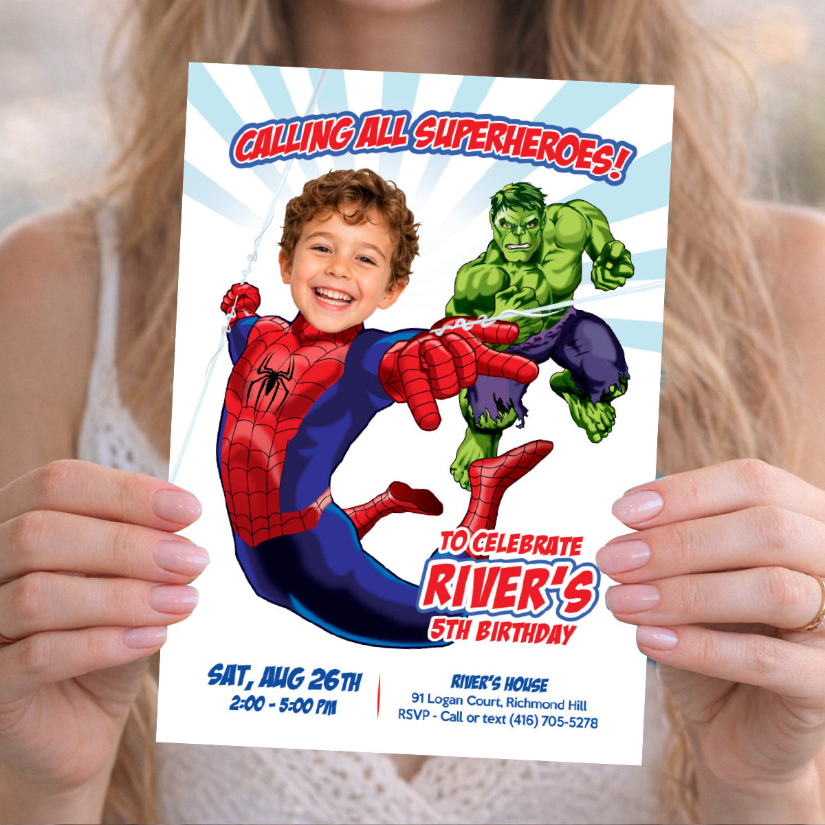 Custom Spiderman New Brand Day Invitation | Personalized Birthday Invite with Your Child. 2492INE