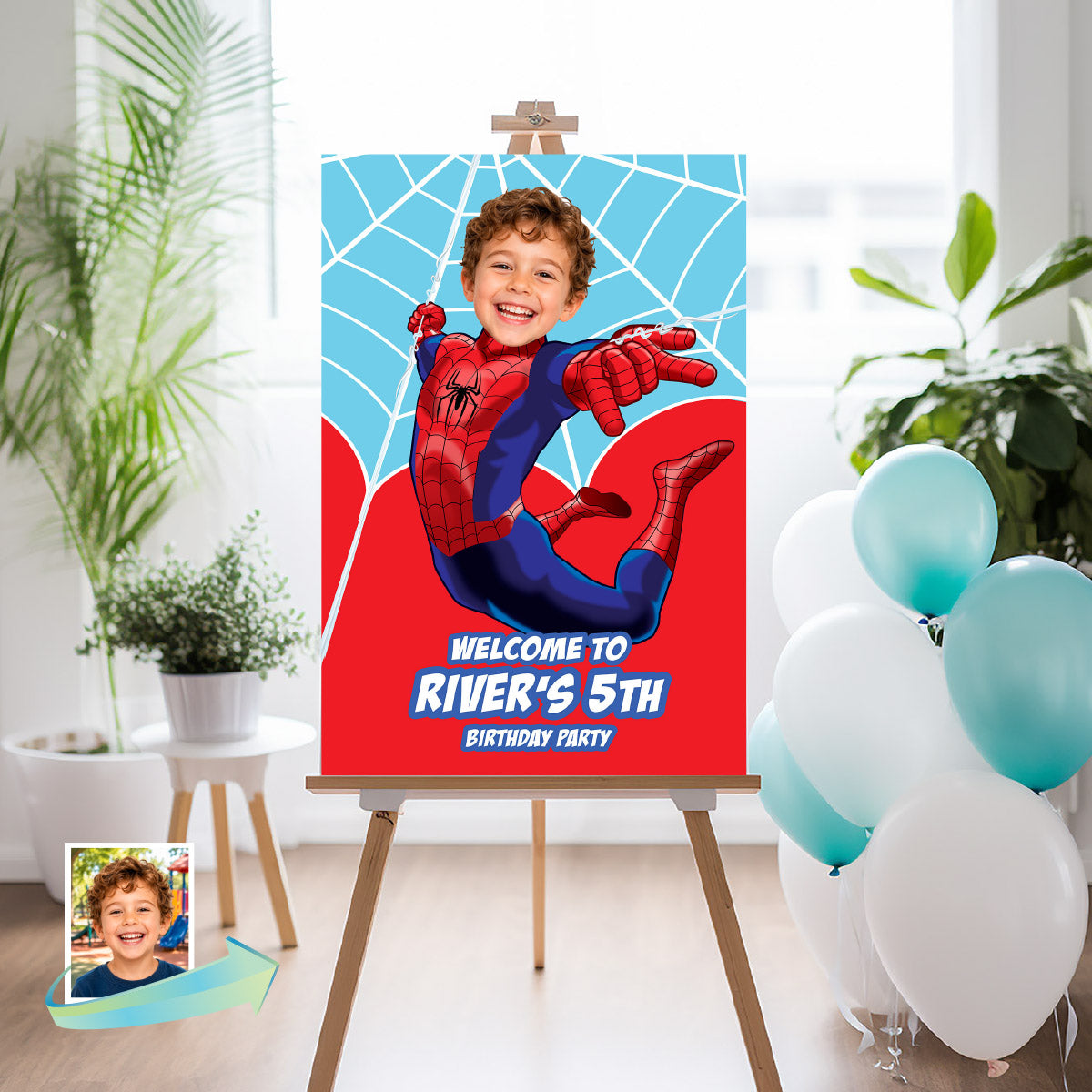 Spiderman Brand New Day Birthday Welcome Sign With kid as The Star. 2492WS1