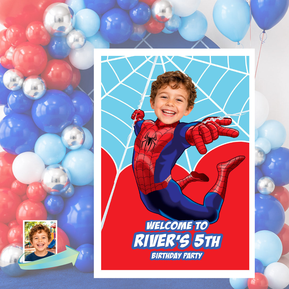 Spiderman Brand New Day Birthday Welcome Sign With kid as The Star. 2492WS1