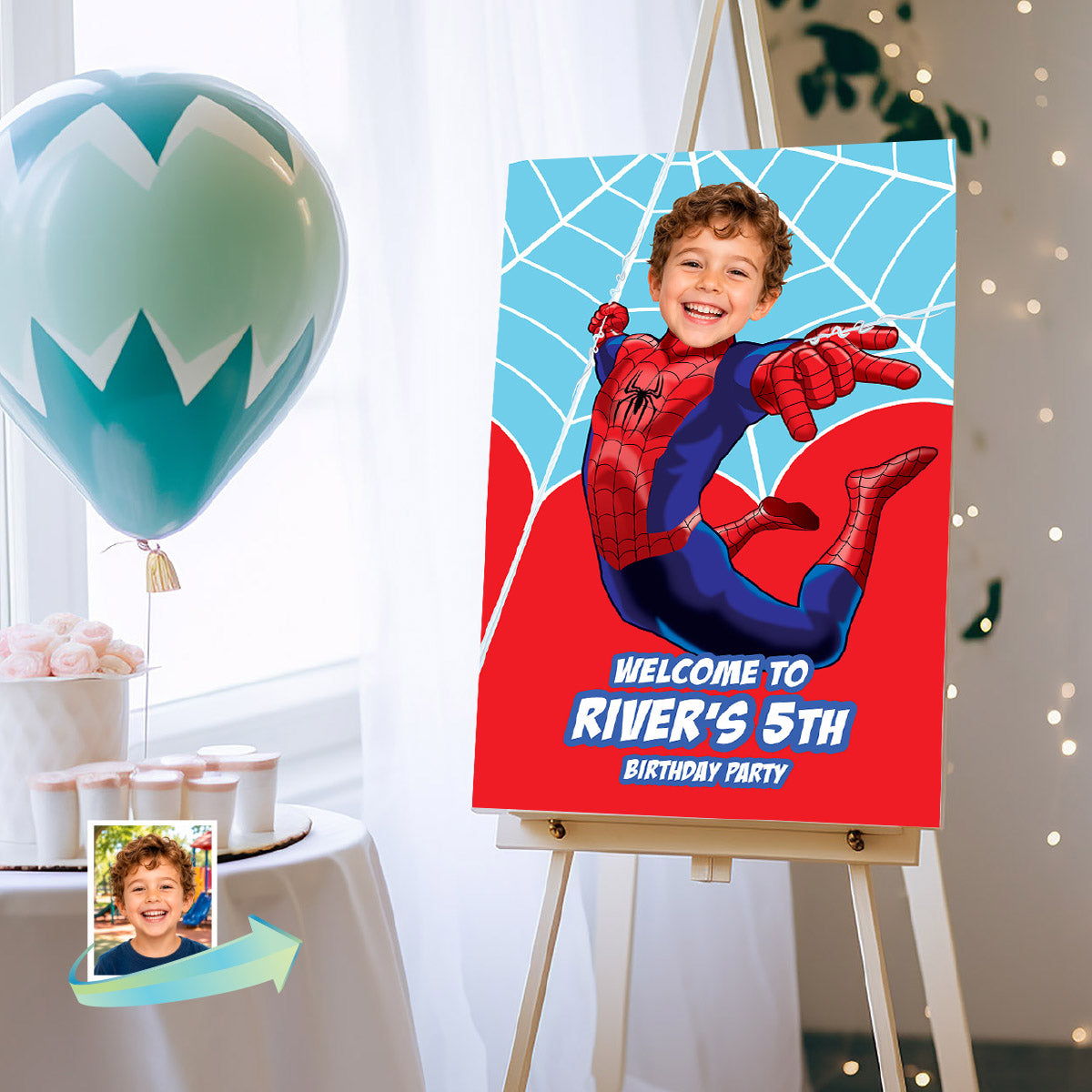 Spiderman Brand New Day Birthday Welcome Sign With kid as The Star. 2492WS1