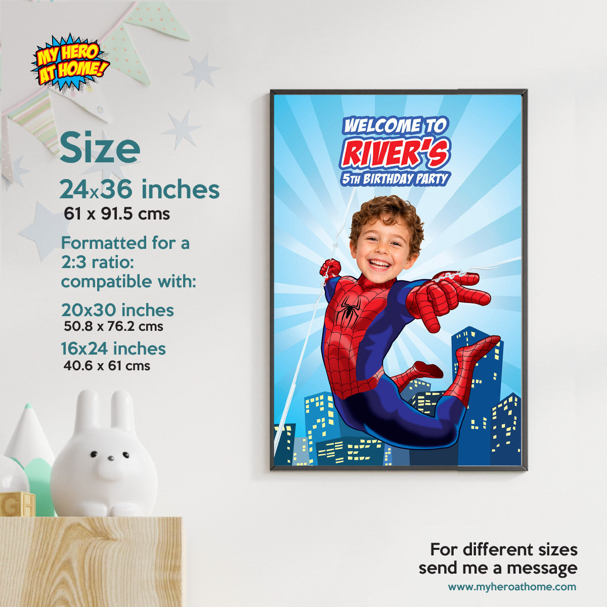 Brand New Day Spiderman Birthday Welcome Sign With Child as The Star. 2492WS2