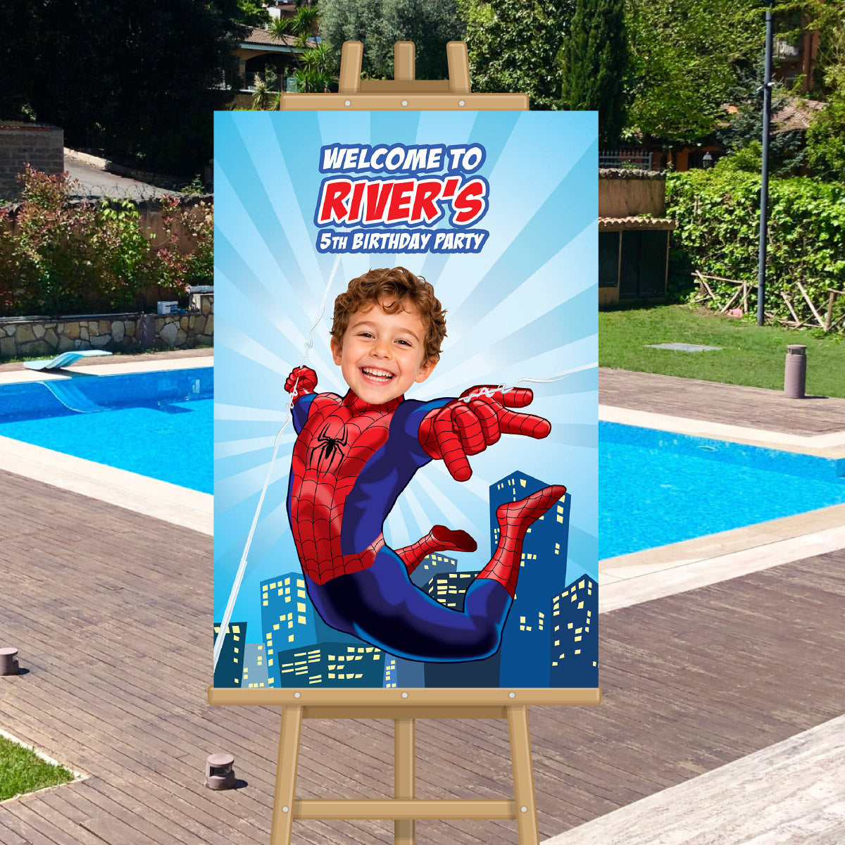 Brand New Day Spiderman Birthday Welcome Sign With Child as The Star. 2492WS2