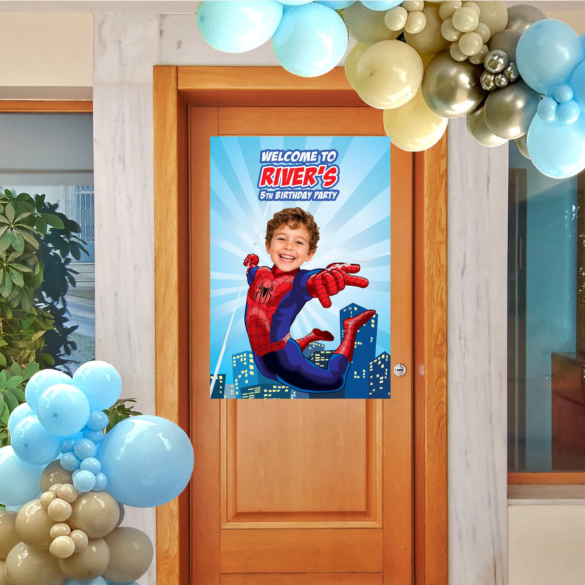 Brand New Day Spiderman Birthday Welcome Sign With Child as The Star. 2492WS2