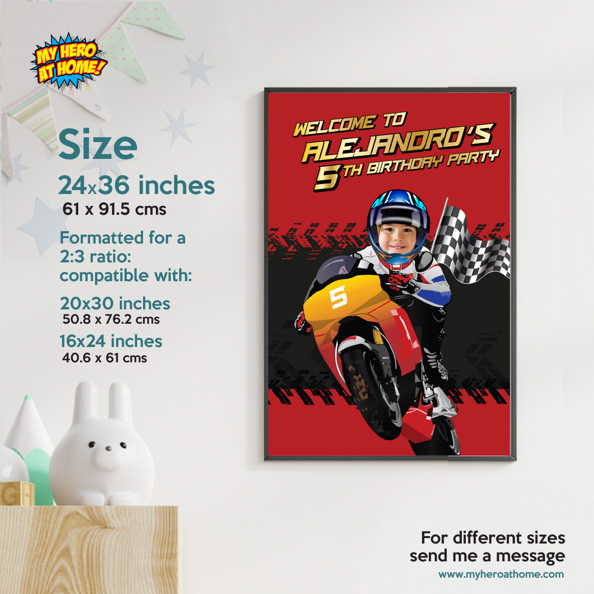 Personalized Motocross Welcome Sign, Turn Your Birthday Kid into the Star Rider. 2494WS2