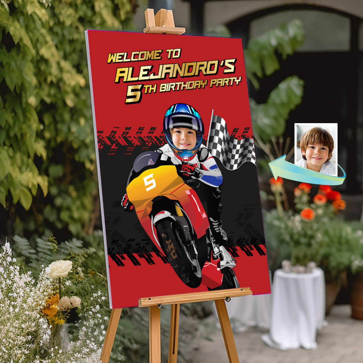 Personalized Motocross Welcome Sign, Turn Your Birthday Kid into the Star Rider. 2494WS2