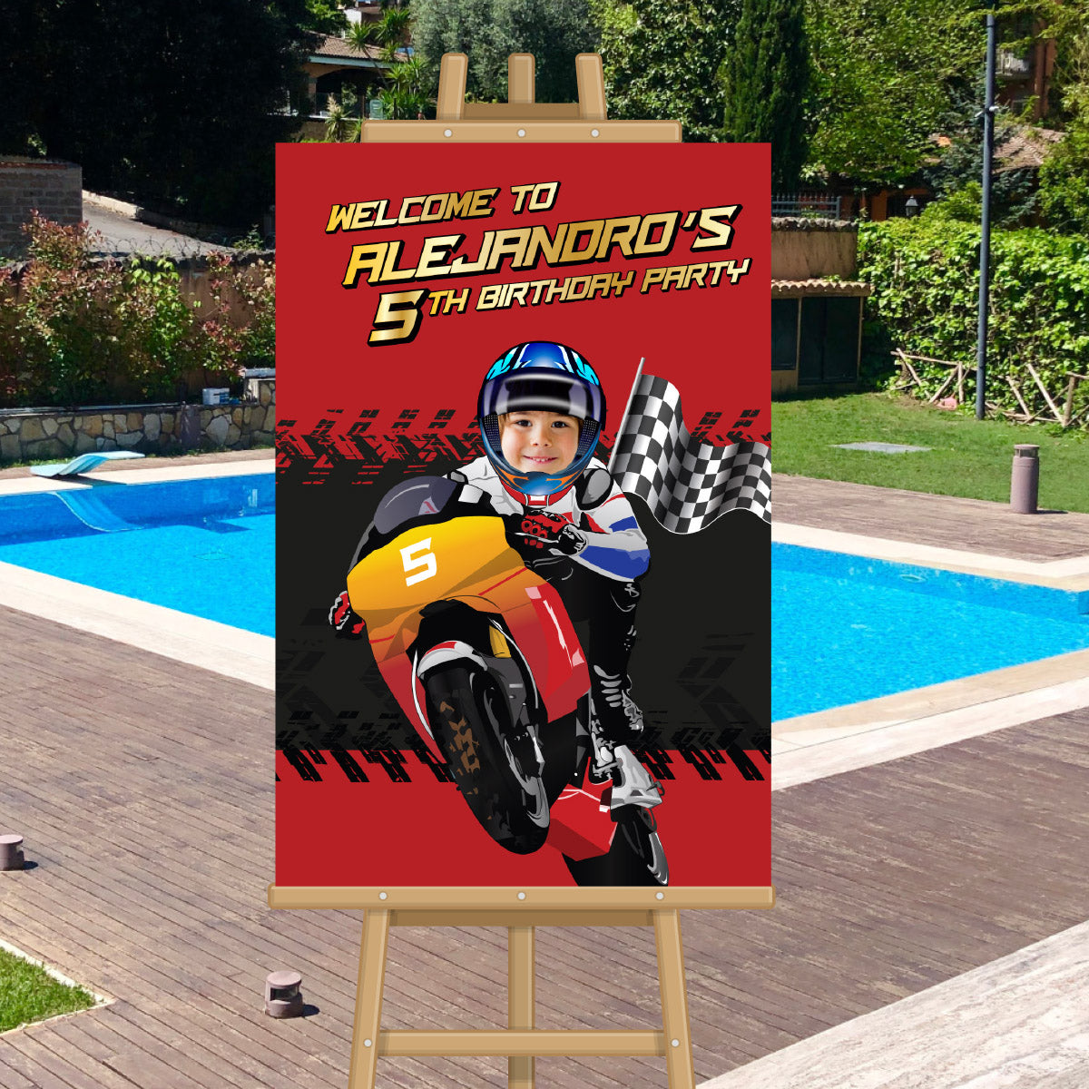 Personalized Motocross Welcome Sign, Turn Your Birthday Kid into the Star Rider. 2494WS2