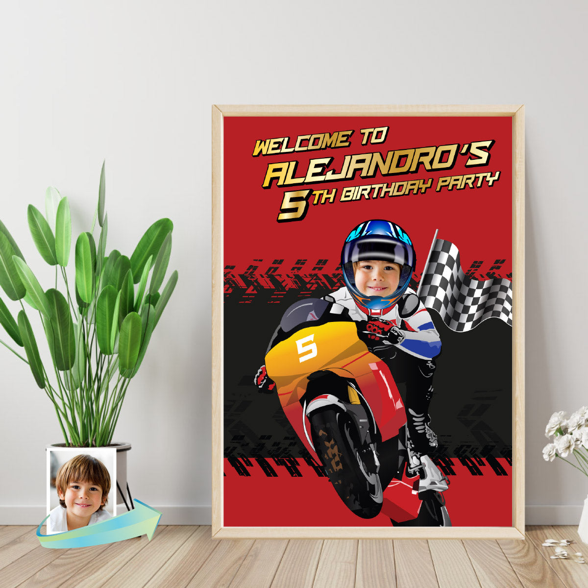 Personalized Motocross Welcome Sign, Turn Your Birthday Kid into the Star Rider. 2494WS2