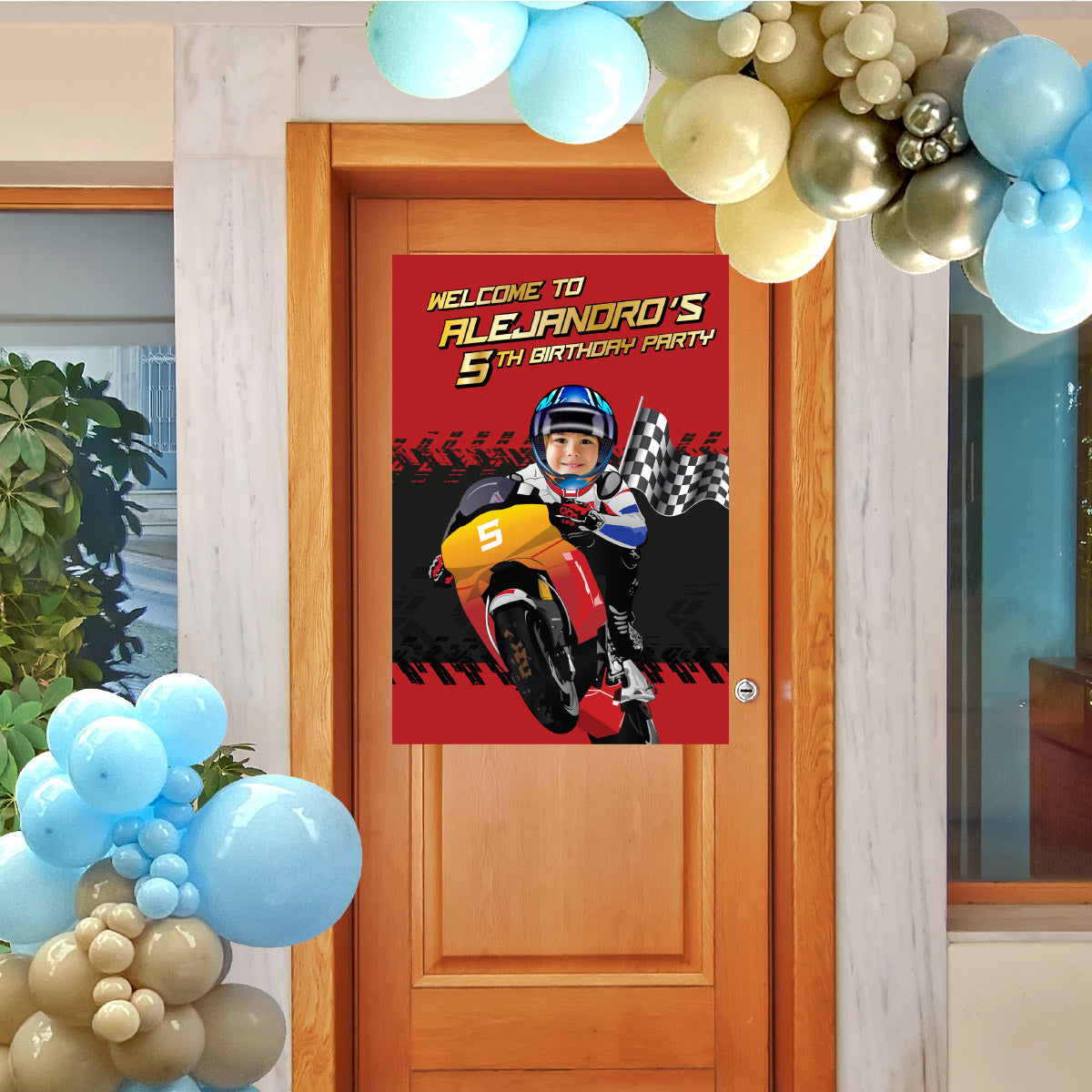 Personalized Motocross Welcome Sign, Turn Your Birthday Kid into the Star Rider. 2494WS2