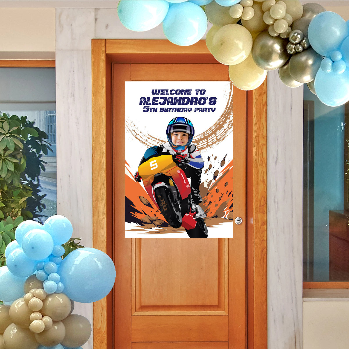 Turn Your Birthday Kid into a Motocross Champion, Personalized Welcome Sign. 2494WS
