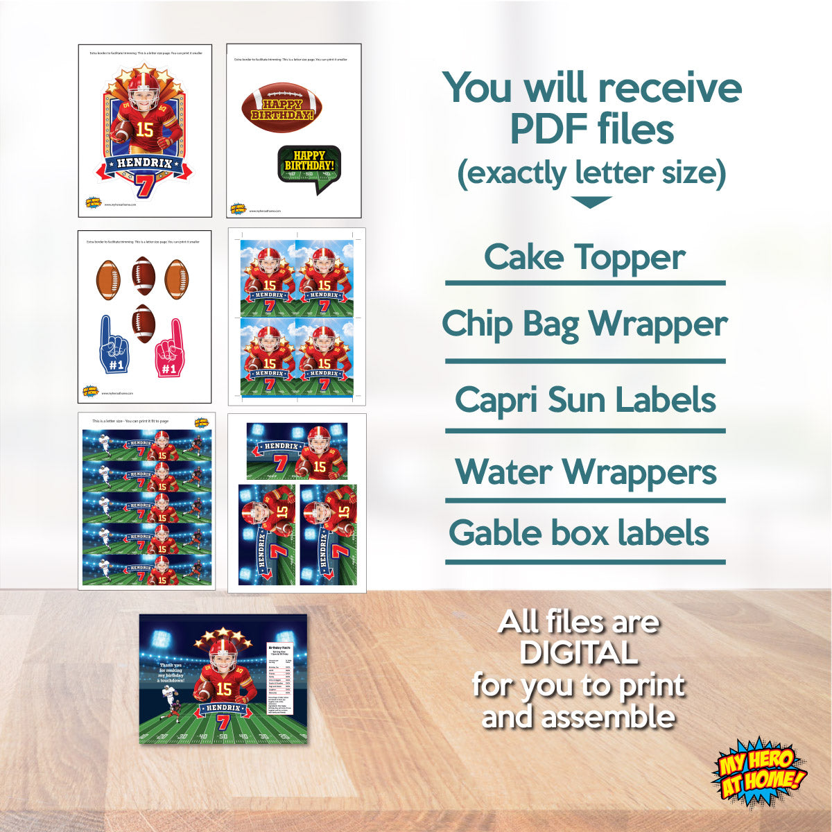 Bundle: Chiefs Party Table Decor, Cake, Snacks & Favors Featuring Kid as the Star Player. 2499B1