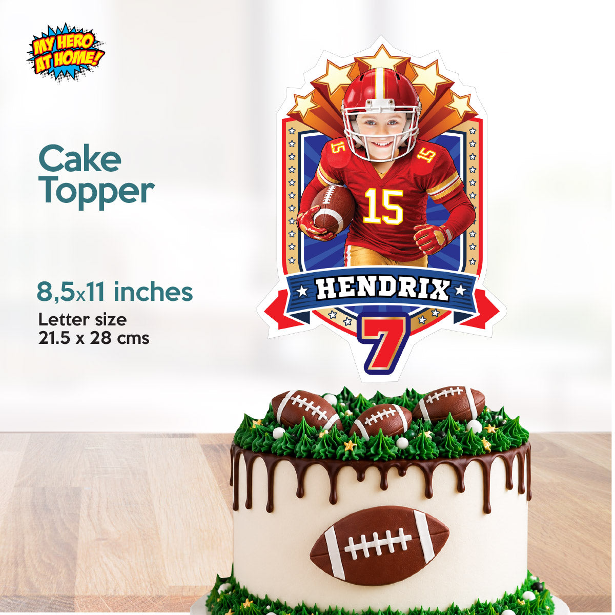 Bundle: Football Chiefs Birthday Decor, Banner, Welcome Sign & Cake Topper Featuring Kid as the Star. 2499B4