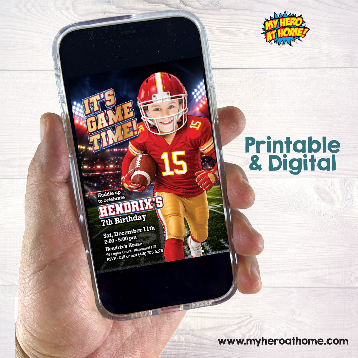 Chiefs Birthday Party Invitation Personalized With Child as Favorite Player. 2499IN2