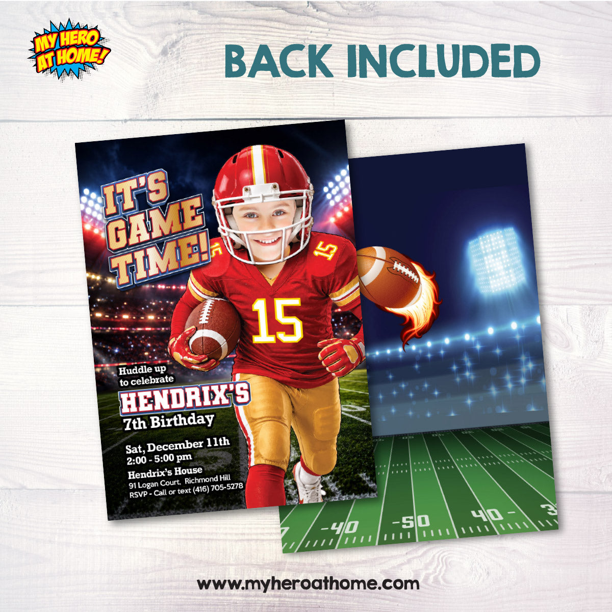 Chiefs Birthday Party Invitation Personalized With Child as Favorite Player. 2499IN2