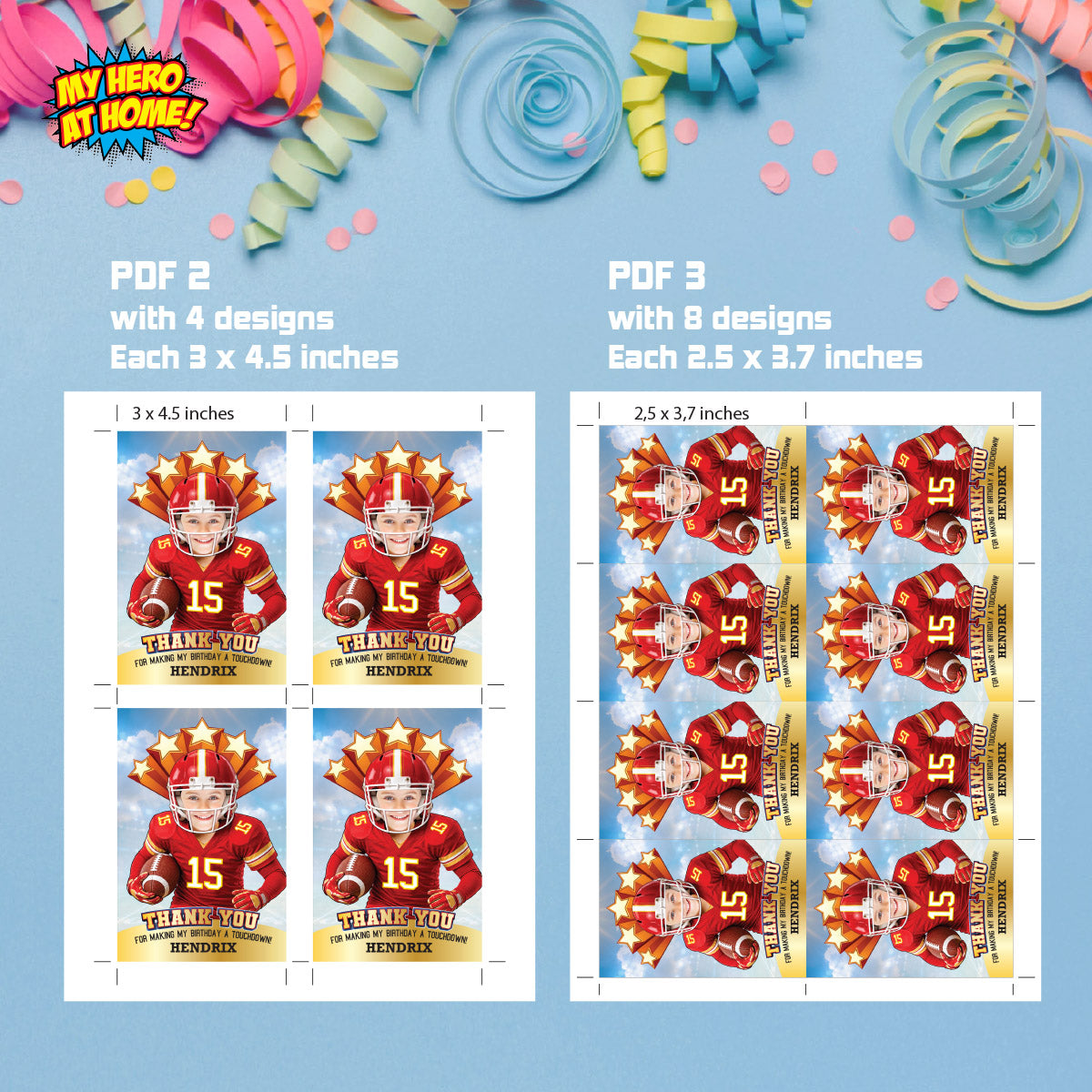 Kansas City Chiefs Thank You and Favor Tag with Child as Favorite Team Player. 2499TY