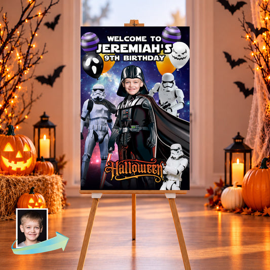 Darth Vader Halloween Welcome Sign Personalized with Child as Vader. 2508WS1