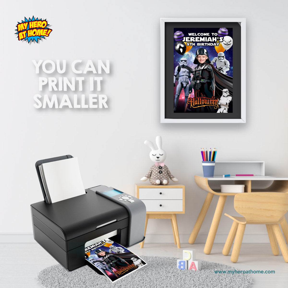 Darth Vader Halloween Welcome Sign Personalized with Child as Vader. 2508WS1