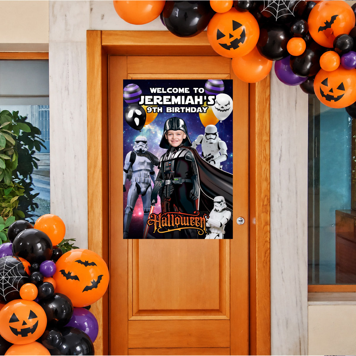Darth Vader Halloween Welcome Sign Personalized with Child as Vader. 2508WS1