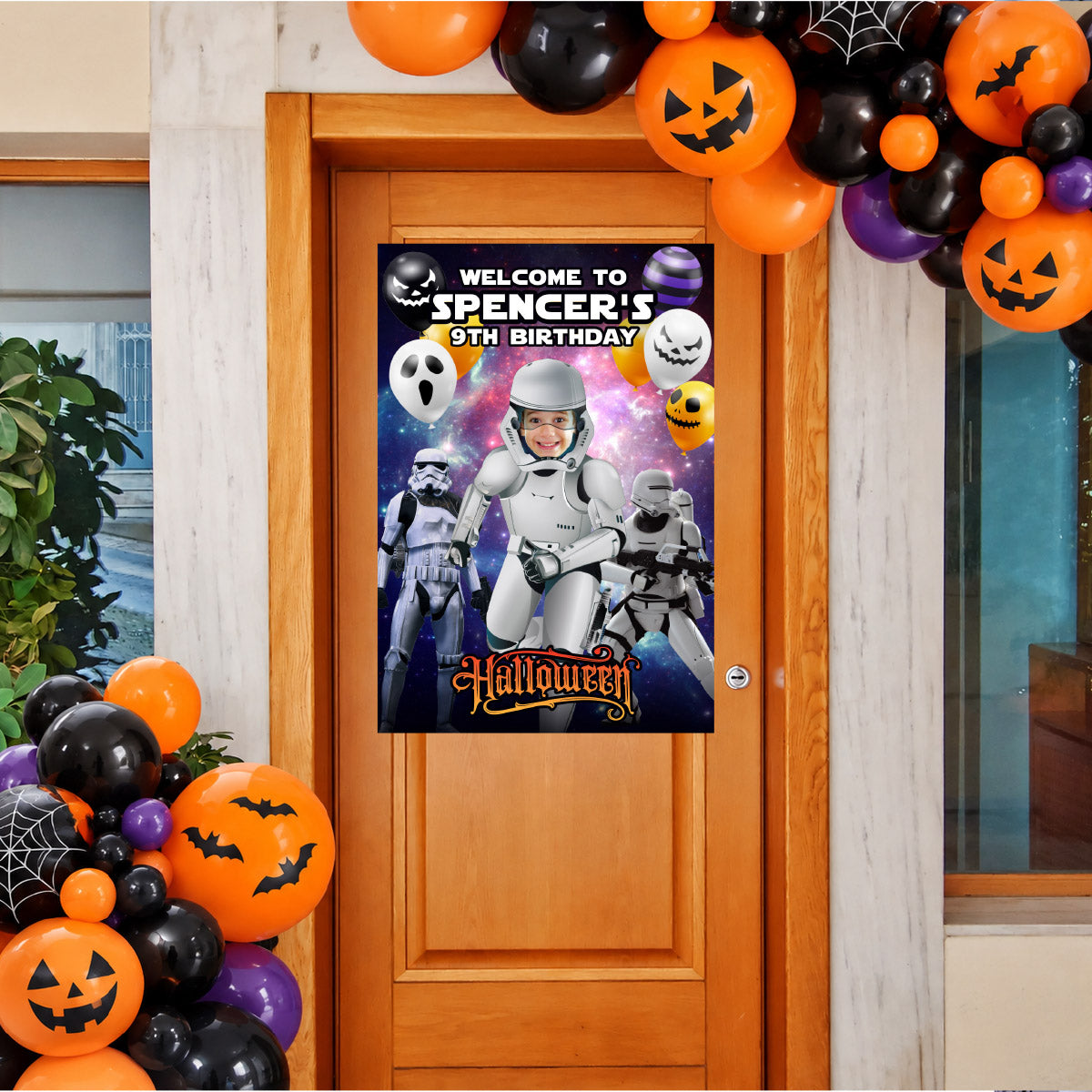 Stormtrooper Birthday Halloween Party Welcome Sign with Child as the Droid. 2508WS5