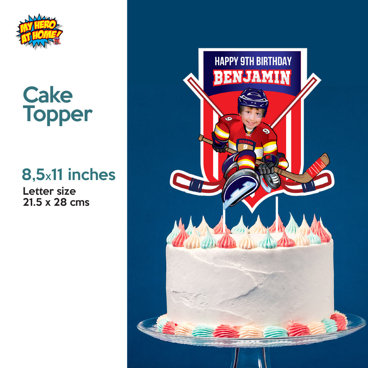 FL Panthers Party decoration Bundle with kid as player: Banner, Backdrop, Cake Topper, Welcome. 377B4
