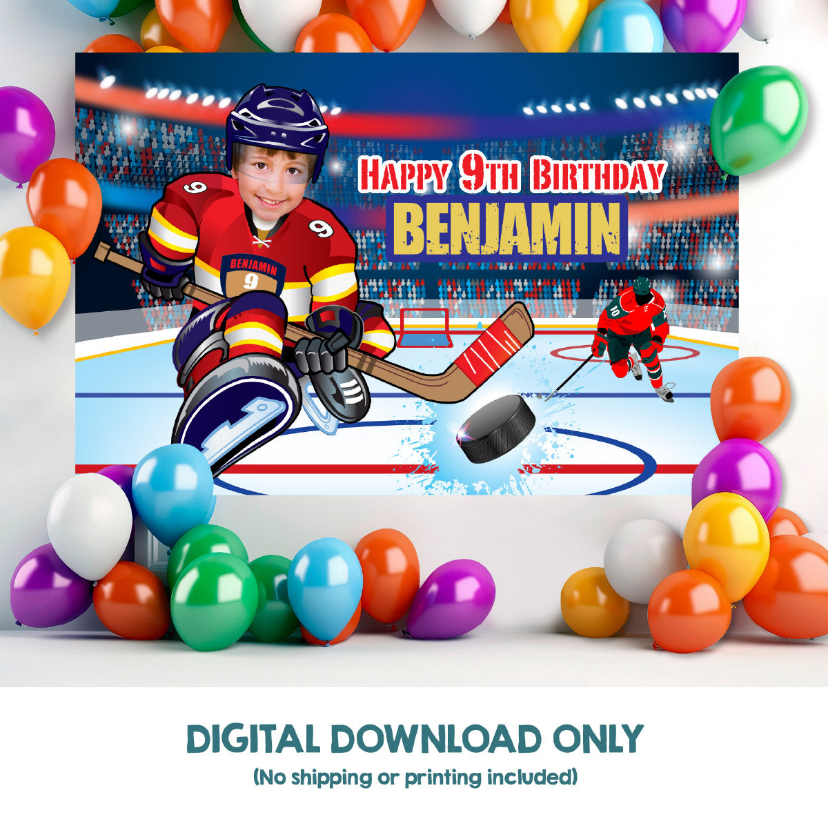 Custom Hockey FL Panthers Backdrop with your birthday boy as the player, Panthers Banner. 377BB