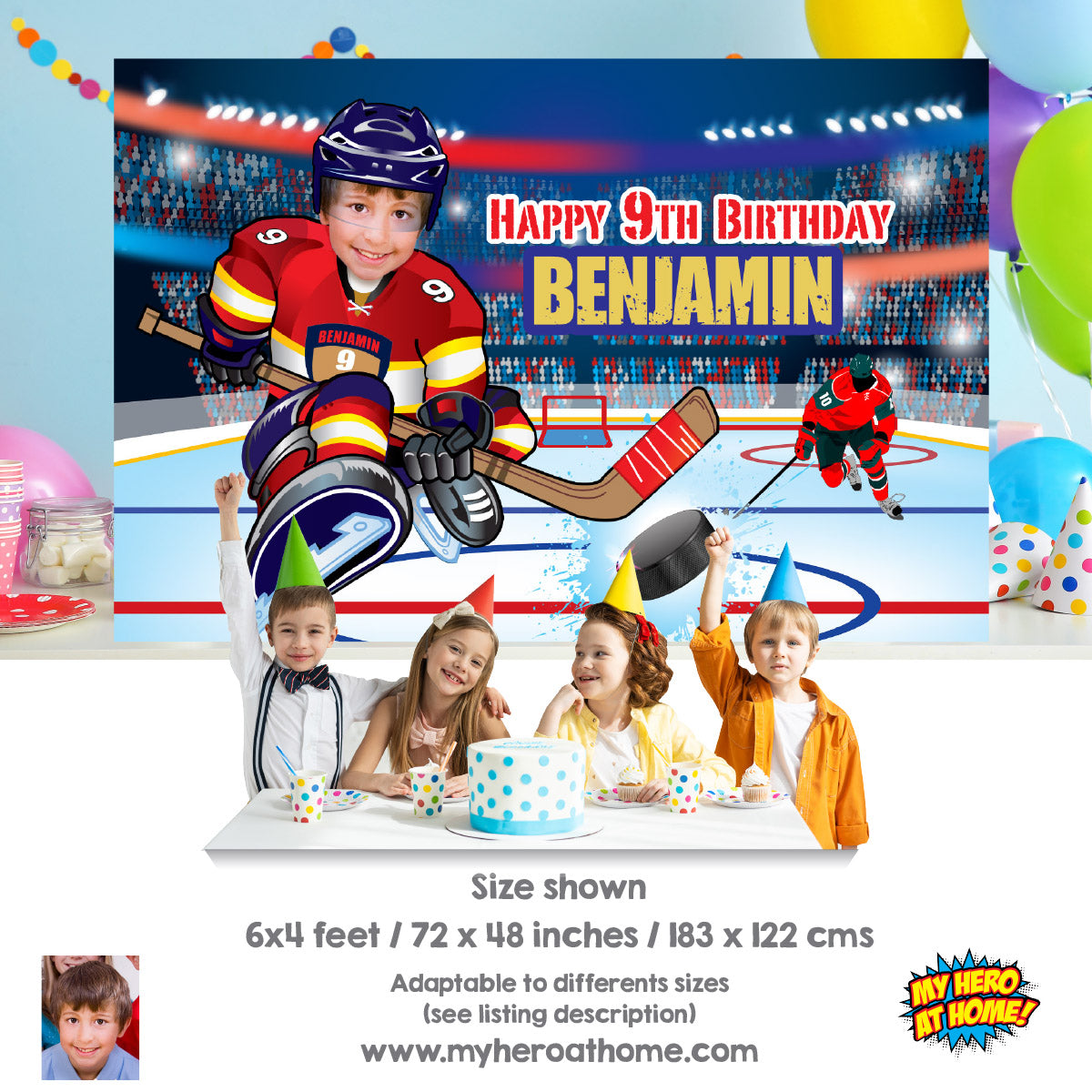 Custom Hockey FL Panthers Backdrop with your birthday boy as the player, Panthers Banner. 377BB